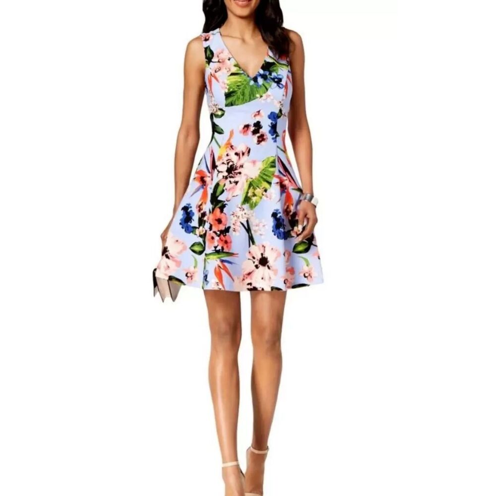 Vince Camuto A-Line Dress Womens 4 Floral Wedding Party Cocktail